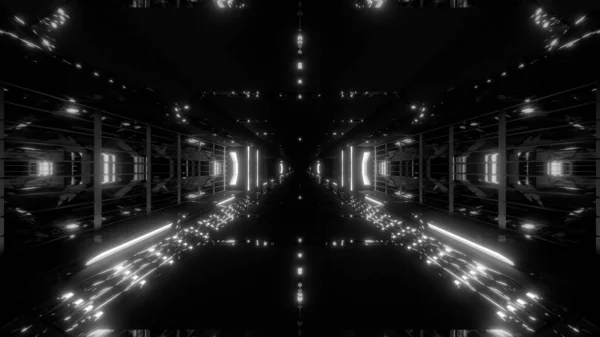 Φουτουριστικό Διάδρομο Τούνελ Scifi Ωραία Αντανάκλαση Φόντο Ταπετσαρία Μέλλον Διάδρομο — Φωτογραφία Αρχείου