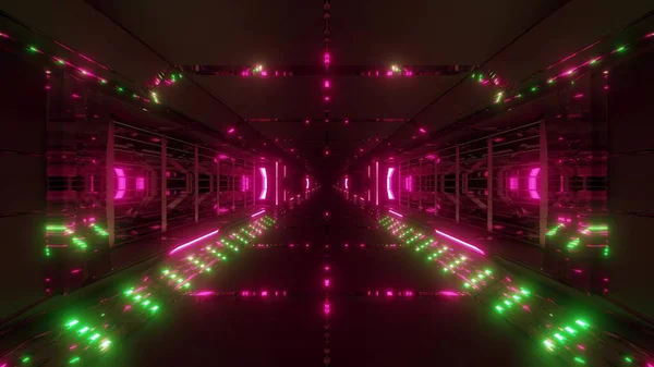 Futuristische Scifi Tunnel Corridor Met Mooie Reflectie Illustratie Achtergrond Behang — Stockfoto