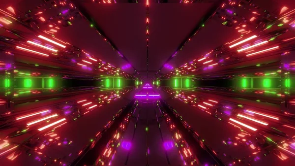 未来科幻空间机库设计3D插图墙纸背景 未来科幻隧道3D渲染 — 图库照片
