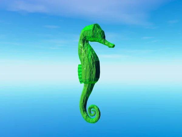 绿海马在水里游泳 — 图库照片
