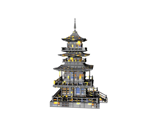 Japansk Pagoda Trä Flera Våningar — Stockfoto