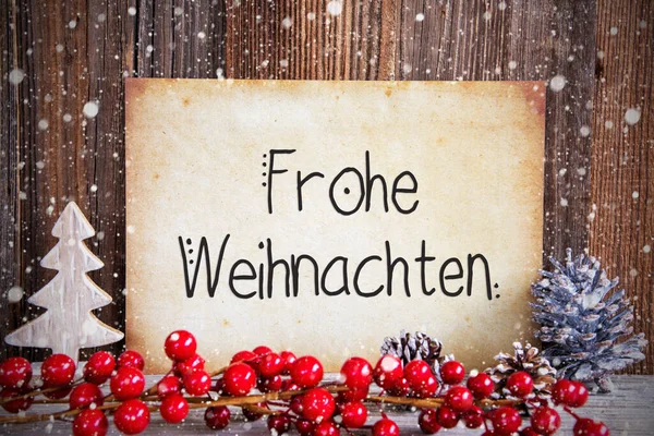 Papier Mit Deutschem Text Frohe Weihnachten Bedeutet Frohe Weihnachten Weihnachtsdekoration — Stockfoto