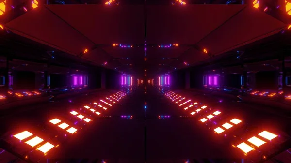 Φουτουριστικό Scifi Σήραγγα Διάδρομο Εικονογράφηση Ταπετσαρία Φόντο Μέλλον Σύγχρονο Κτίριο — Φωτογραφία Αρχείου