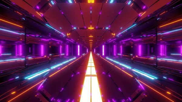 Futuristico Corridoio Tunnel Scifi Con Belle Luci Luminose Sfondo Illustrazione — Foto Stock