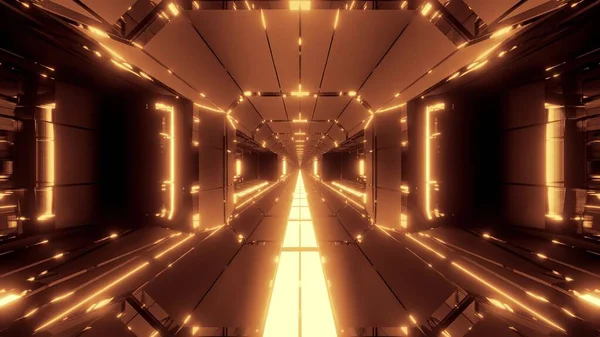 Corredor Futurista Túnel Scifi Con Bonitas Luces Brillantes Fondo Pantalla — Foto de Stock