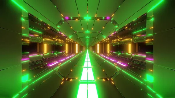 Corredor Futurista Túnel Scifi Con Bonitas Luces Brillantes Fondo Pantalla —  Fotos de Stock