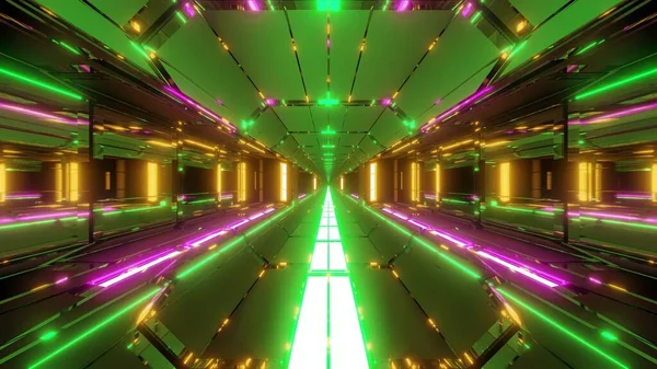 Futuristico Corridoio Tunnel Scifi Con Belle Luci Luminose Sfondo Illustrazione — Foto Stock