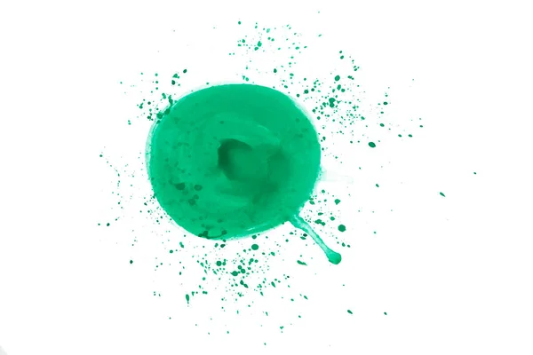 Pintura Verde Salpica Sobre Fondo Blanco —  Fotos de Stock