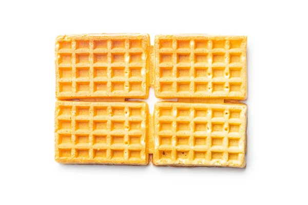 Saborosos Waffles Doces Isolados Fundo Branco — Fotografia de Stock