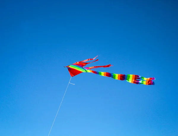 Een Vliegende Vlieger Lucht Kinderen Volwassenen Genieten Van Deze Vrijetijdsbesteding — Stockfoto