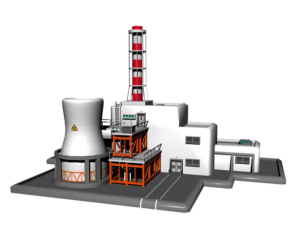 エネルギー供給のための冷却塔を有する原子力発電所 — ストック写真