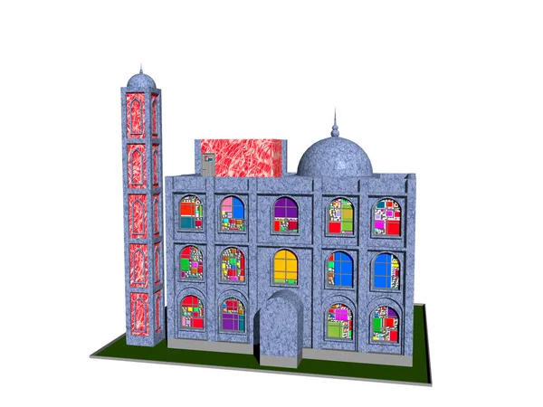 Renkli Pencereli Kubbeli Büyük Bir Cami — Stok fotoğraf