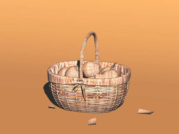 Wicker Wicker Basket Collected Fruits — Stock Photo, Image