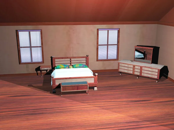 Dormitorio Con Cama Cómoda — Foto de Stock