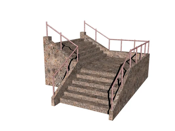 Escalera Piedra Antigua Con Barandilla Metálica —  Fotos de Stock