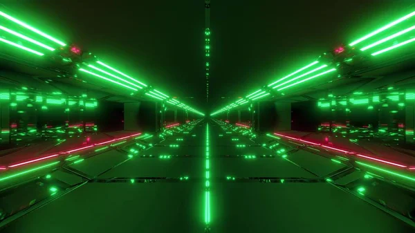 Futuristische Scifi Tunnelkorridor Mit Leichten Strichen Und Reflexionen Rendering Hintergrundtapete — Stockfoto