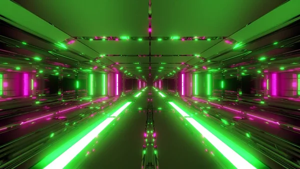 Infinito Futuristico Scifi Fantascienza Spazio Tunnel Corridoio Spazio Hangar Illustrazione — Foto Stock