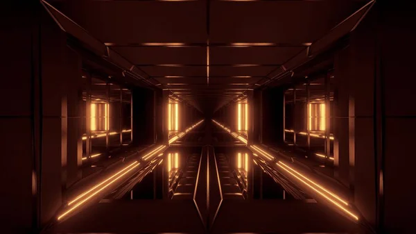 無限の未来のSf Sfトンネル廊下スペース格納庫3Dイラストの背景壁紙 将来のSfビルの3Dレンダリング — ストック写真
