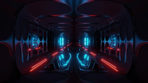 Infinito Futuristico Fantascienza Fantascienza Alieno Spazio Tunnel Corridoio Spazio Hangar — Foto Stock