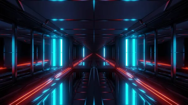 Nekonečné Futuristické Scifi Science Fiction Tunel Chodba Prostor Hangár Ilustrace — Stock fotografie