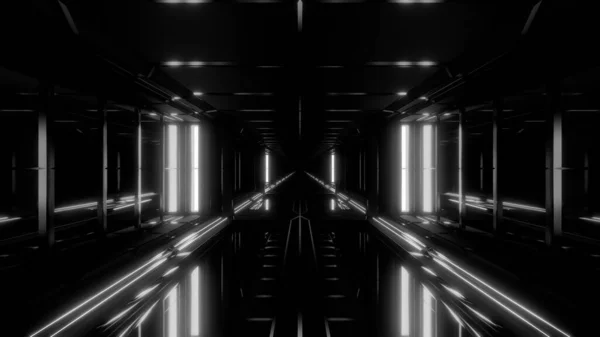 Infinito Futuristica Scifi Fantascienza Tunnel Corridoio Spazio Hangar Illustrazione Sfondo — Foto Stock