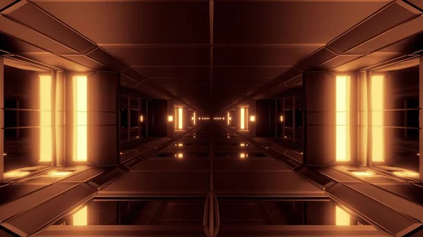 Tiszta Futurisztikus Scifi Alagút Folyosó Üveg Alsó Üveg Ablakok Renderelés — Stock Fotó