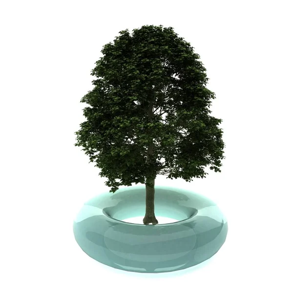 在白色背景上隔离的绿树3D渲染 — 图库照片