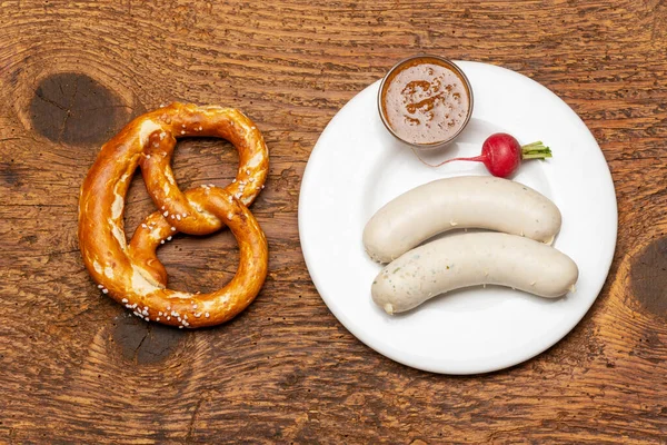 Bavarian White Sausage Pretzel Stock Image