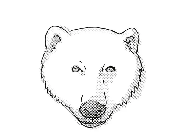 Retro Cartoon Style Drawing Head Polar Bear Isolated White Background — Stock Photo, Image