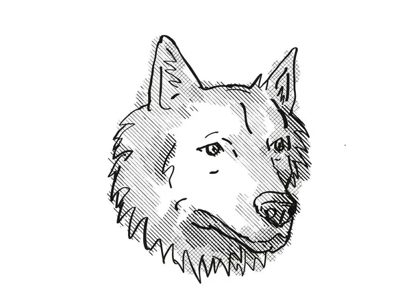 黒と白で行われた隔離された白の背景に国内の犬ハリアー犬の頭のレトロな漫画スタイルの描画 — ストック写真