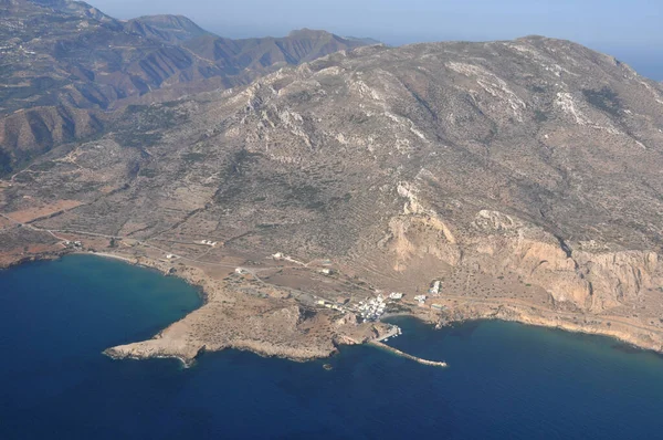 Letecký Výhled Moře Ostrov Středozemního Pobřeží — Stock fotografie