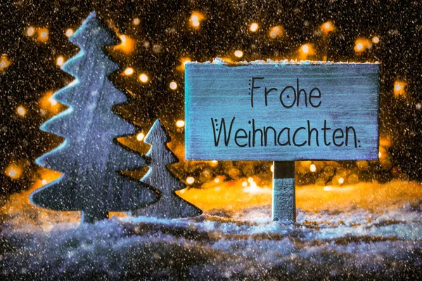 Дерев Яний Знак Німецькою Каліграфією Frohe Weihnachten Означає Щасливе Різдво — стокове фото