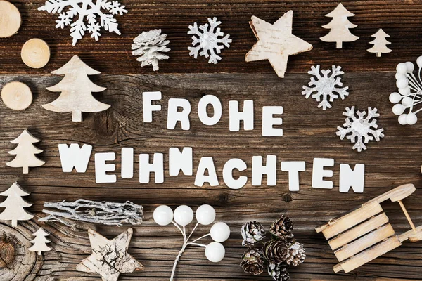 White Letters Building Word Frohe Weihnachten Betyder God Jul Trä — Stockfoto