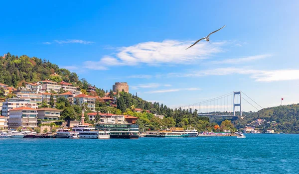 Roumeli Hissar城堡和Fatih Sultan Mehmet桥 伊斯坦布尔 — 图库照片