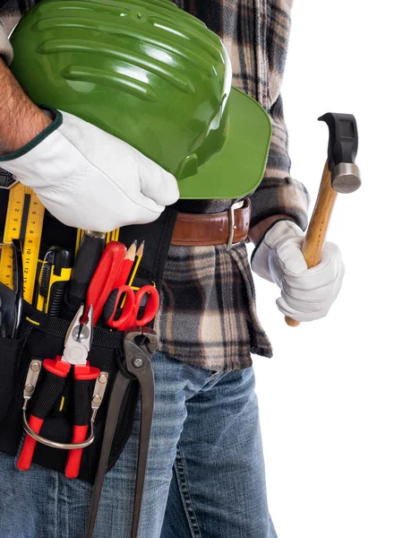 Trabajador Con Casco Llave Inglesa — Foto de Stock