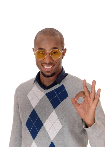 Portrait Image African Man Sweater Standing Studio Isolated White Background — Stock Photo, Image