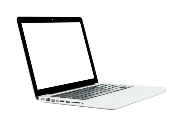 Laptop Com Tela Branco Isolado Fundo Branco — Fotografia de Stock