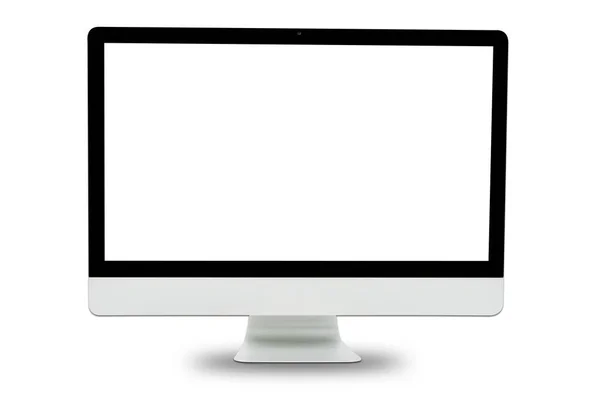 Monitor Ordenador Moderno Con Pantalla Blanco Aislado Sobre Fondo Blanco —  Fotos de Stock