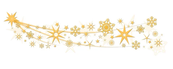 Χριστουγεννιάτικη Διακόσμηση Χρυσά Αστέρια Και Νιφάδες Χιονιού Απομονωμένη Λευκό Φόντο — Φωτογραφία Αρχείου