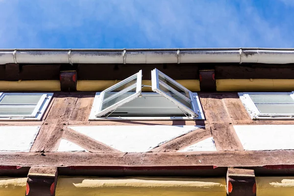 Half Timbered Gable Wooden Windows Old Half Timbered House Old — Stock Photo, Image