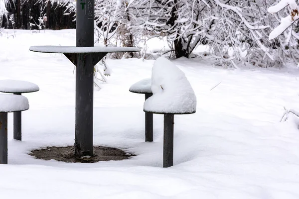 Banc Bois Dans Parc — Photo