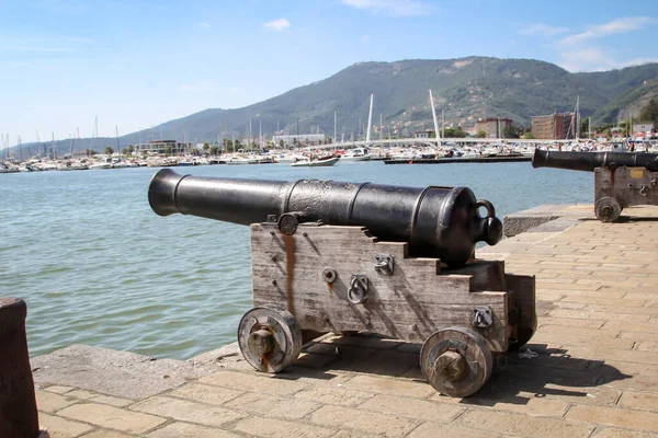 Средневековая Пушка Бассейне Гавани — стоковое фото
