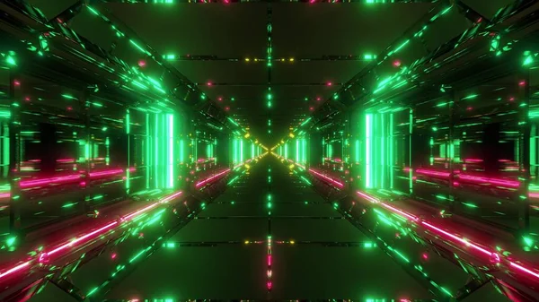 Ren Futuristisk Science Space Hangr Tunnel Korridor Med Heta Reflektioner — Stockfoto