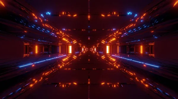 Futuristische Science Fiction Space Hangar Illustration Hintergrund Hohe Reflektierende Tunnel — Stockfoto