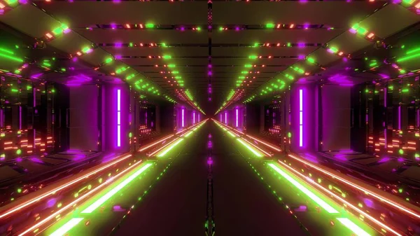 Futuristic Scifi Tunnel Corridor Hot Glowing Metal Rendering Background Wallpaper — Stock Photo, Image