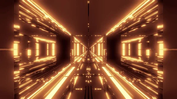 Futuristische Scifi Tunnel Gang Met Mooie Glazen Bodem Ramen Rendering — Stockfoto