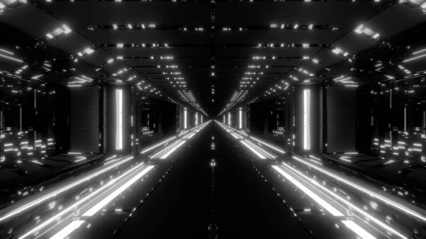 Futurystyczny Korytarz Tunelu Scifi Gorącym Świecącym Metalem Renderowania Tła Tapety — Zdjęcie stockowe