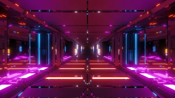 Sauber Futuristische Metall Sci Weltraumtunnel Korridor Illustration Hintergrund Zukünftige Scifi — Stockfoto