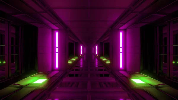 Czysty Futurystyczny Korytarz Tunelu Scifi Ładne Refleksje Renderowania Tapety Tła — Zdjęcie stockowe