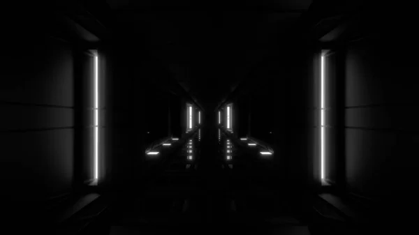 Limpar Corredor Túnel Scifi Futurista Com Reflexões Agradáveis Renderização Fundo — Fotografia de Stock